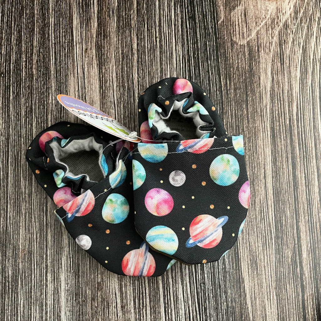 Watercolor Space Recycled Canvas Baby and Toddler Booties