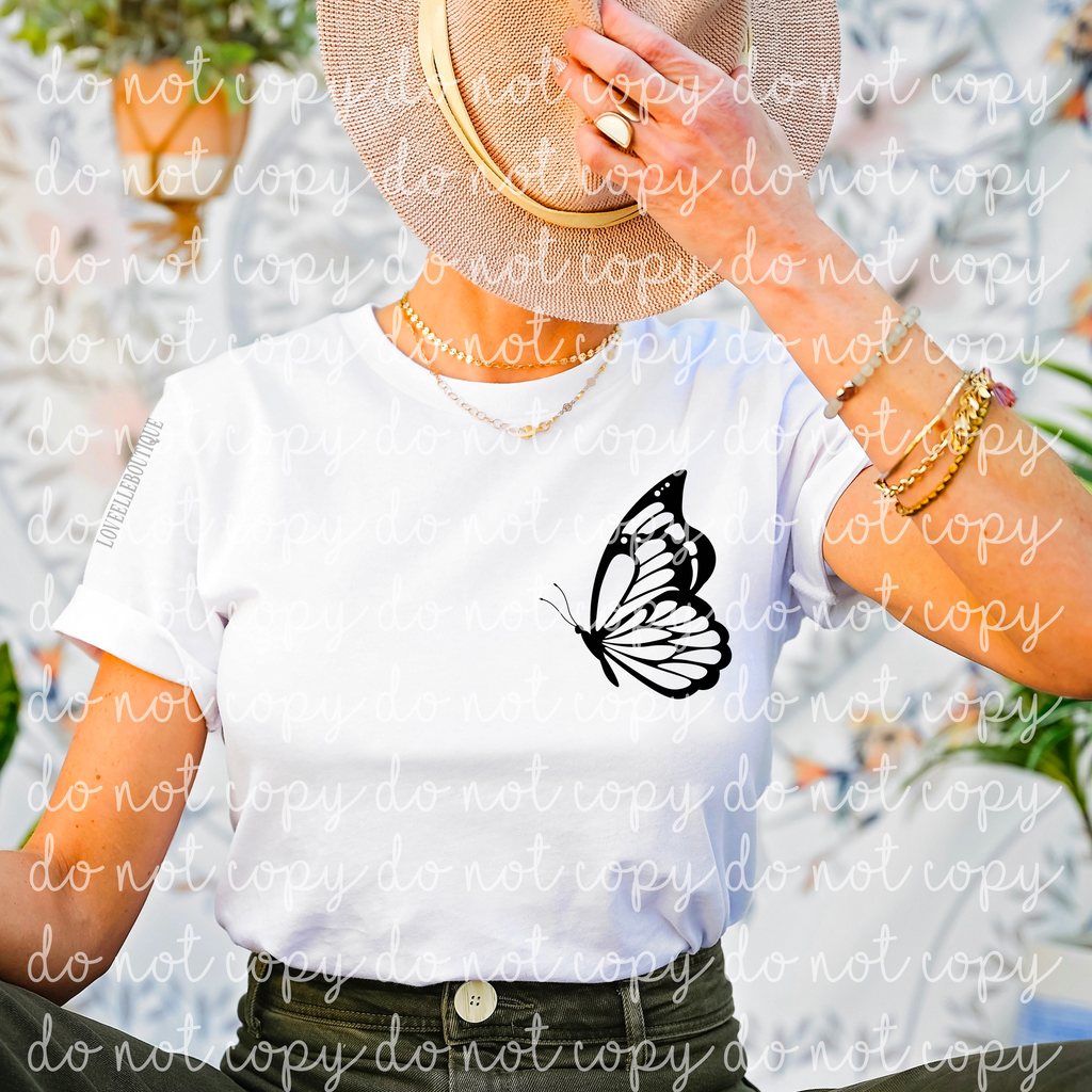 Wild and Free Butterfly Back and Pocket Tee