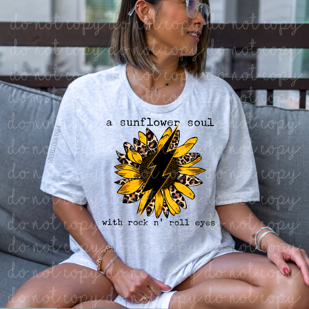 Sunflower Soul With Rock and Roll Eyes Leopard Sunflower Tee