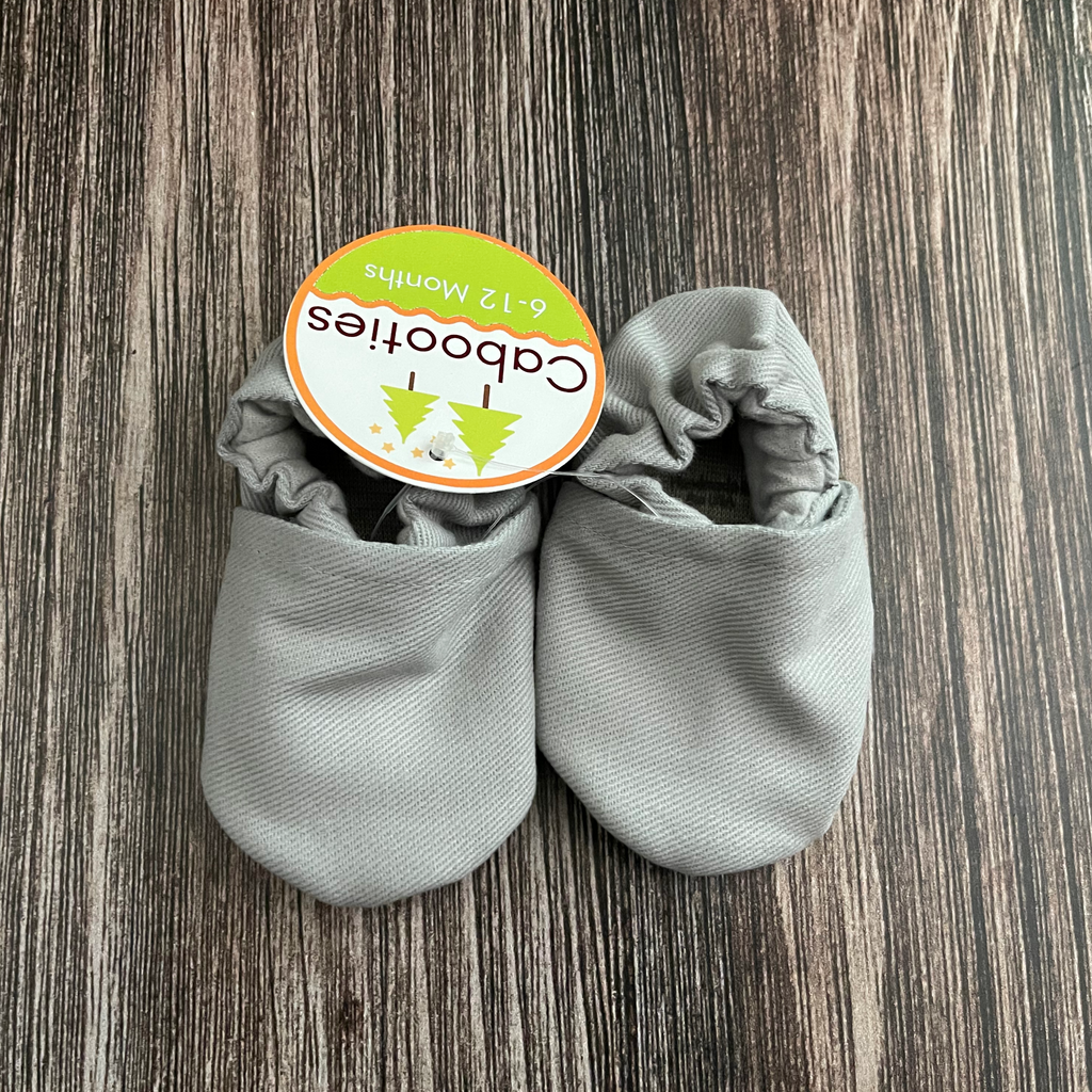 Grey Brushed Denim Baby Shoes