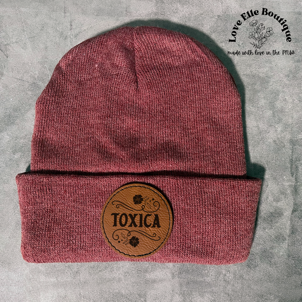 Toxica Leather Patch Beanie